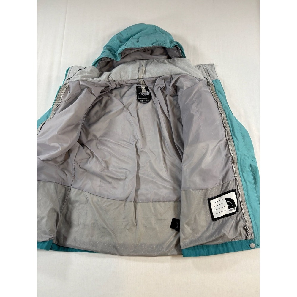 The North Face Girls L HyVent Rain Jacket Teal Turquoise Hooded Full Zip Shell - Picture 5 of 11